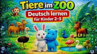 Tiere im Zoo 🐘🦁 | Deutsch lernen für Kinder 2–5 | Rino & Blueyمغامرة في حديقة الحيوان بالالماني 