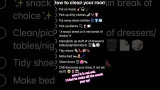 how to clean your room!!#room #clean #list #helping #sorry#fyp #shorts #viral #video