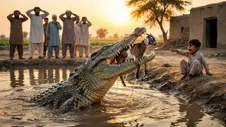 Goat Fights for Life After Crocodile Attack | Emotional Village Scene #wildliferescue #animals #ai 