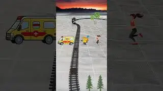 Bucket🪣 is following the ambulance🚑 when the train🚂 is approaching fast | Bath Tub🛀