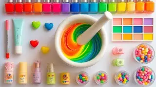 Satisfying Slime ASMR 🌈 97 Minutes Mixing Rainbow Slime With Nail Polish & Eyeshadow Makeup Set #461