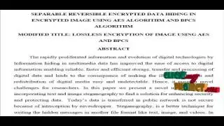 Separable Reversible Encrypted Data Hiding in  Encrypted Image  Using AES Algorithm&BPCS Algorithm