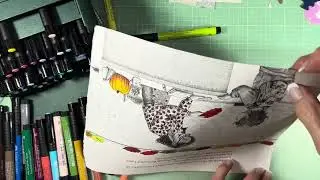 Embellishing B & W Book Illustrations with Pitt Brush Pens #craftwithme #brushpen #bookillustration
