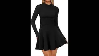 OFEEFAN Long Sleeve Dress Fall Homecoming Formal Party Club Mini Dresses Date Outfits