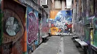 Alleyway Full of Graffiti Art on Wall Stock Footage | Color Graffiti Walls Video | Royalty Free
