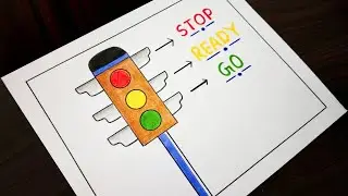 How to Draw Traffic Light / Traffic Signal Drawing / Road Safety Drawing / Traffic Light Drawing