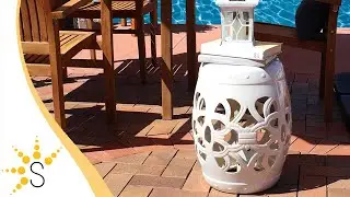 Sunnydaze Knotted Quatrefoil Ceramic Decorative Garden Stool - 18