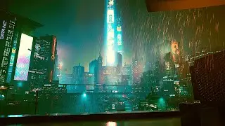 Rain on Metal Roof | Cyberpunk City Night Ambience (Blade Runner Style)
