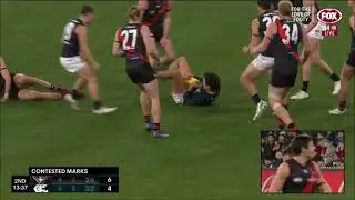 Jack Silvagni flys high for the mark & finishes it off