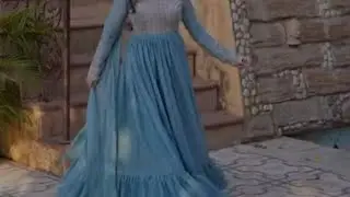 Very beautiful ice blue colour suit with frill design #fashion #viralvideo