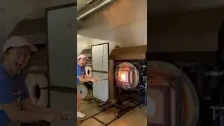 Glass blowing a pumpkin at Dallas Glass Art #glassblowing #art #pumpkin