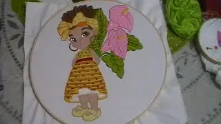 niña con alcatraces - puntada para alcatraz y hoja
