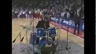 Chad Smith Drummer of the Red Hot Chili Peppers plays opening at Pistons game