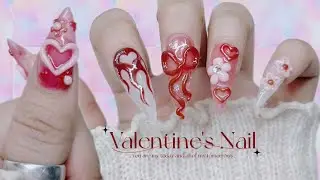 Nhật K&yacute; L&agrave;m Nail: Valentine 3D Nail Design| Red & Pink Nails with Bows, Hearts & Flames