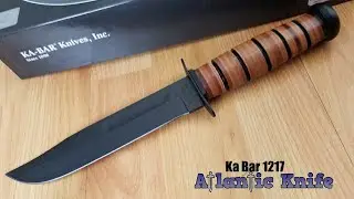 KA-BAR USMC FIGHTER PLAIN 1095 CARBON STEEL BLACK FIXED KNIFE W/ SHEATH 1217