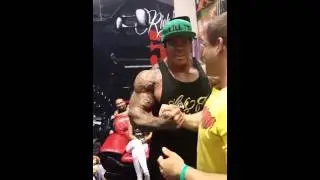 Bodybuilder Slaps around Jason Genova.