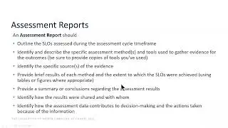 Assessment Reports
