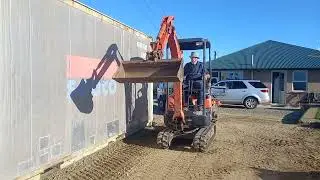 Ang workaholic man driving excavator now.