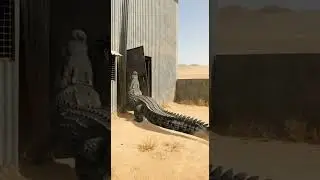 Man vs. Crocodile: Intense Door Struggle! #NatureIsWild #CloseCall #CrocodileEncounter