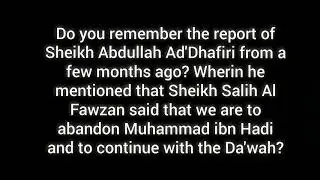 Exposing The Musa'fiqah! The retraction of the lie against Sheikh Fawzan and Sheikh Ad'Dhafiri