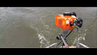Testando motor de popa vulcan 2.5hp no bote inflável excursion 5
