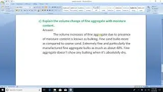 Explain the volume change of fine aggregate with moisture content