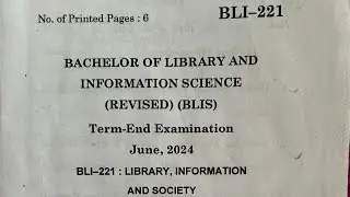 IGNOU BLI-221 June, 2024 Exam Question Paper (Bachelor in Library and information science)