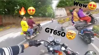 AFTER INSTALLING EXHAUST 🔥😍 |REACTIONS WENT CRAZYY 🤯#gt650  #viral #vlog #exhaustsound  #viralvideo 