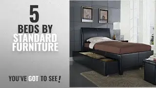Top 10 Standard Furniture Beds [2018]: Standard Furniture New York Upholstered Trundle Bed In Black