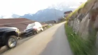 MTB ride downhill from Spiss alp toward B&uuml;rglen, canton Uri of Switzerland