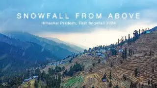 SNOW FALLING DRONE SHOTS during the FIRST Snowfall of 2024 - Devidarh, Himachal Pradesh - 4K