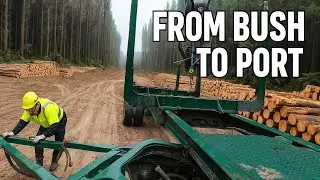 Экспортный груз из кустов в порт 🌲➡️🚢 Невероятное путешествие бревен высшего сорта