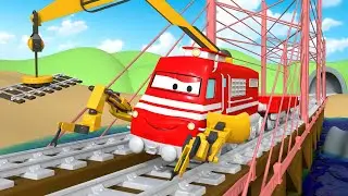 desene cu camioane pentru copii - Troy Trenul constructor repara podul - Desene pentru copii