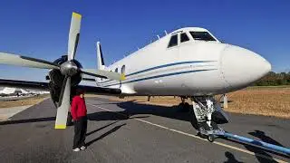 Grumman Gulfstream G-I Turboprop - Takeoff from Rome (RMG), Georgia