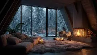 ❄️🎼Quiet Winter Piano Escape | Snowfall Night & Fire Warmth
