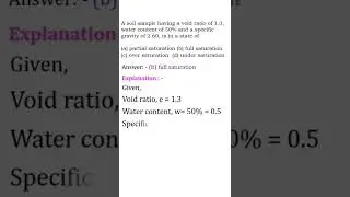 Soil Mechanics Numericals. Degree of Saturation