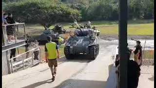 Totally Tanked riding a Sherman into the tank museum