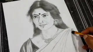 girl portrait full video..... Indian cultural look  #sketch #pencilwork #commissionwork