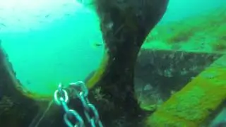 Tying-Up a Dive Boat to a Ship Wreck