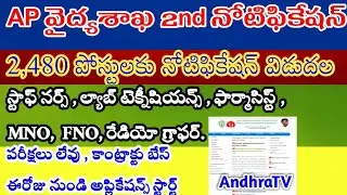 Ap health department jobs | AP Medical, Health department notification | 2,480 పోస్టులకు నోటిఫికేషన్