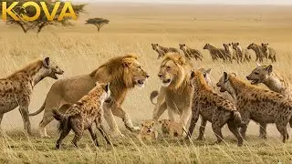 Lion vs Hyenas: A Brutal Clash to Defend Pride from Death | Animal Fight