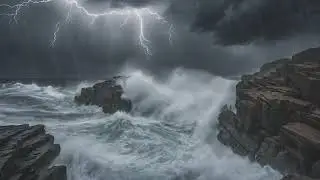 CRAZY SEA STORM! Invincible Rain and Lightning