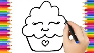 How To Draw cute  CAKE Drawing, Painting & Coloring For Kids and Toddlers_ Child Art 🐋🌈🎨