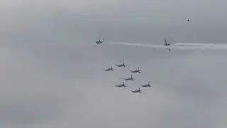 Italian Freece Tricolori Jet Demonstration Team At The 2024 Rochester International Airshow August 3