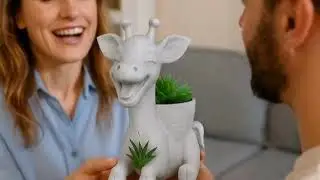 Baby Giraffe Fr&ouml;hlich Lustig Blumentopf Pflanztopf Topfpflanzen Geschenk Gartenliebhaber