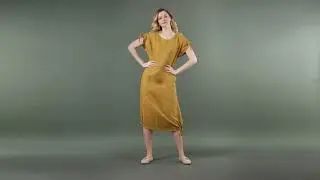 Льняное платье Тюльпан свободного кроя жёлтого цвета.