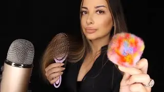 TÜRKÇE ASMR  | YÜZÜNE/YÜZÜME FIRÇAYLA DOKUNUYORUM & SAÇ TARAMA  | RAHAT UYKU
