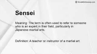 Sensei Meaning
