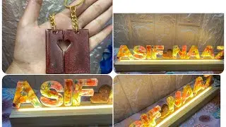 led light Resin name stand | Stand with classic wood |resin unique gift 🎁 #vairalvideo#trendingvideo