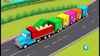 Пять маленьких грузовиков скатываются с хо